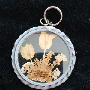 Lasting Impressions Real Flowers Key Ring Handcrafted In The US New